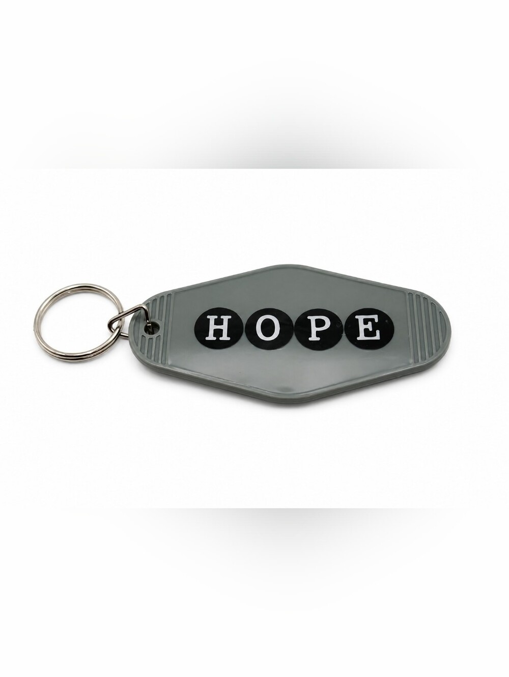Handmade Hope Motel Keychain Vintage Style Retro Key Fob Grey